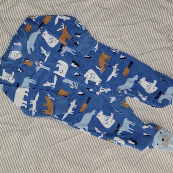 5/$25 Carter's Artic Animal Fleece Footie pajama Size 3M - Picture 4 of 7